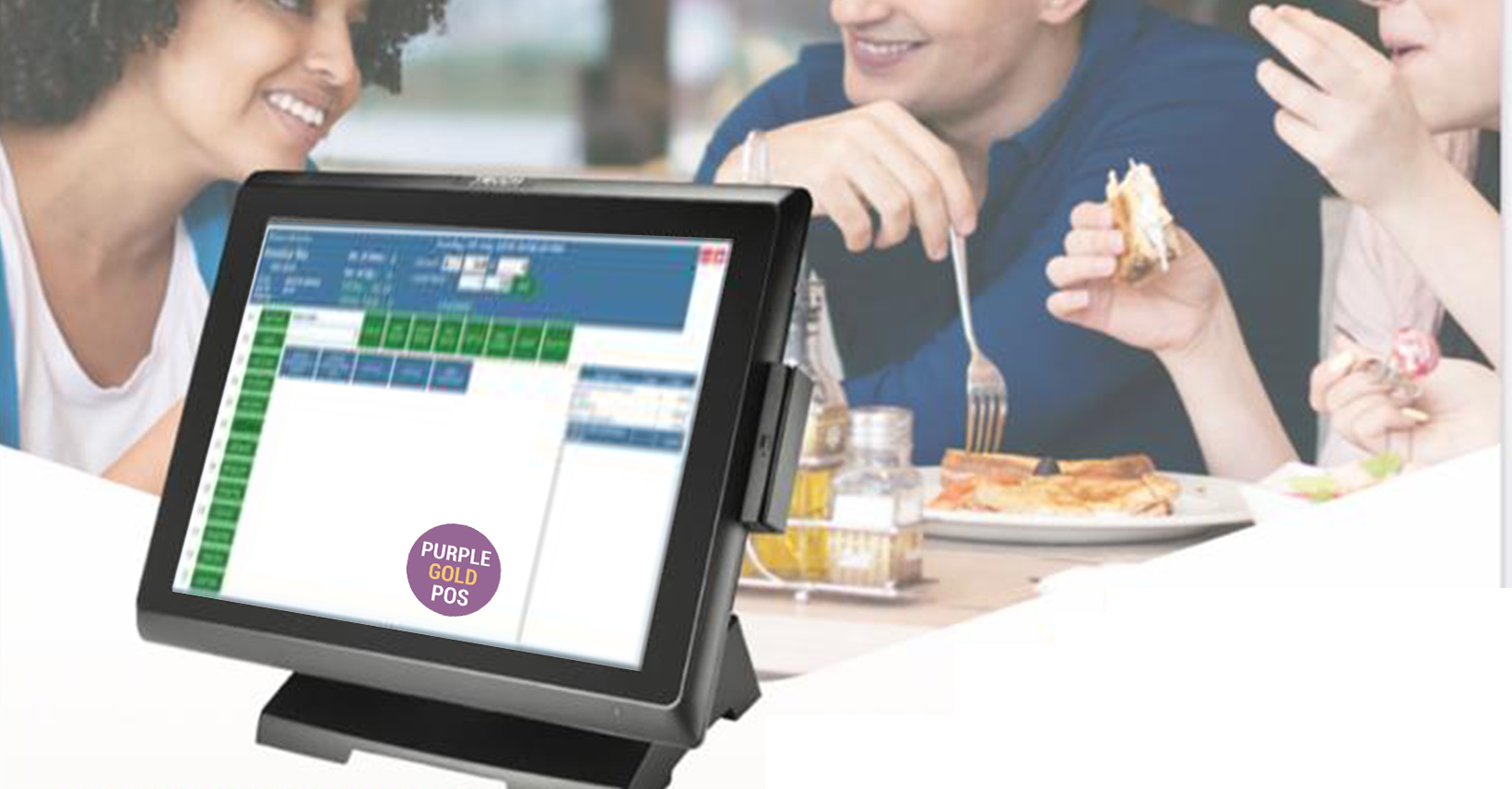 Purple Gold POS restaurant point of sale terminal in use