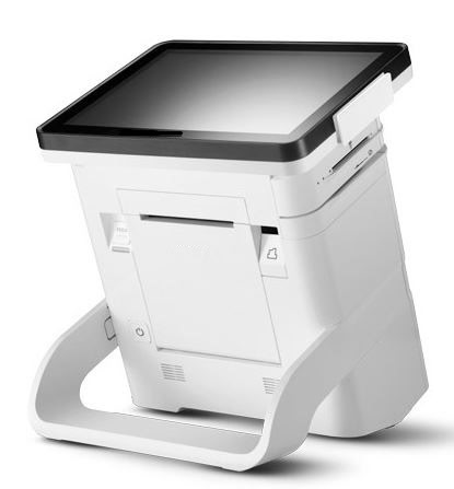 White all-in-one POS terminal with receipt printer
